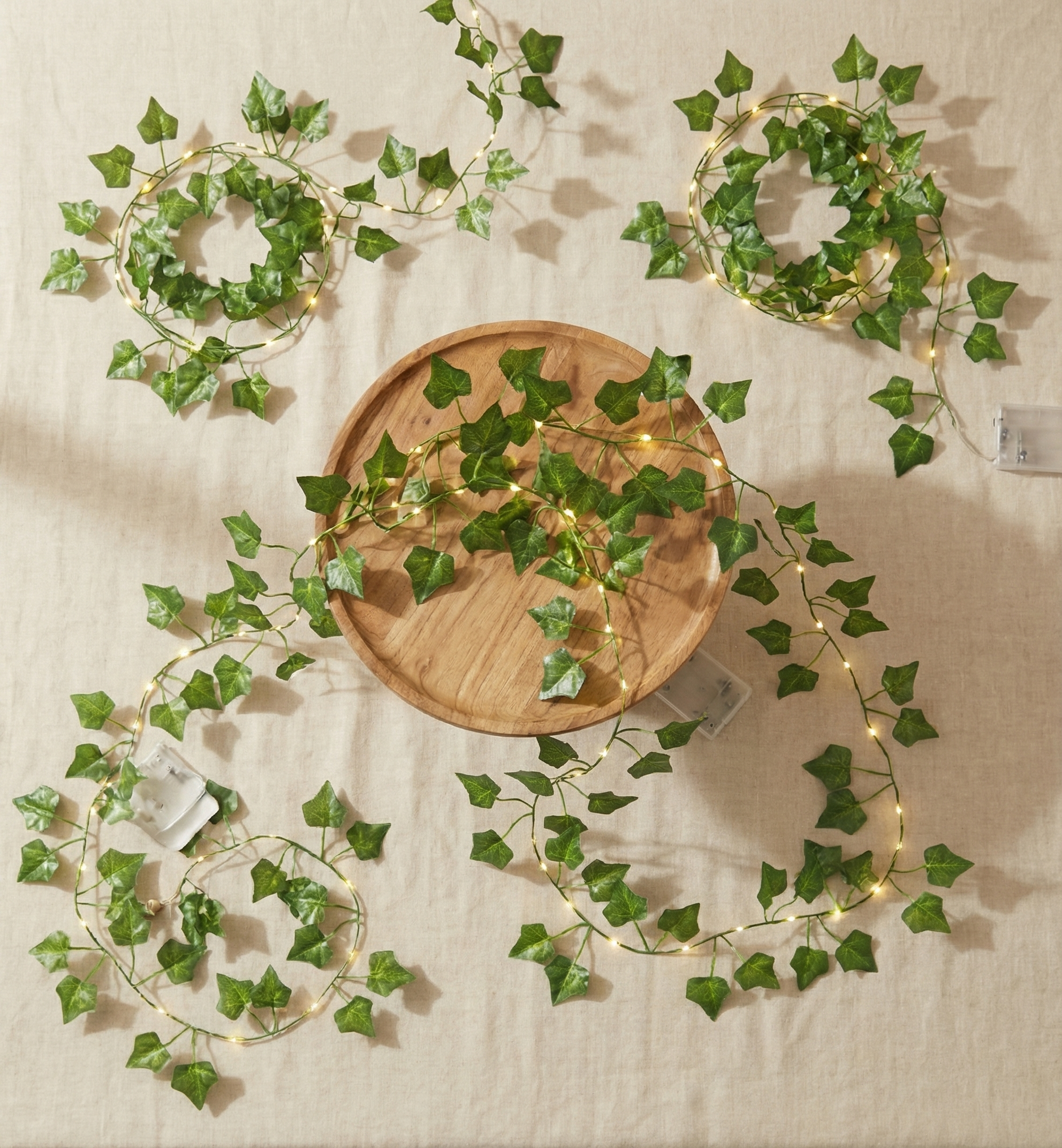 Guirnalda de Luces LED diseño de hojas verdes / a pila