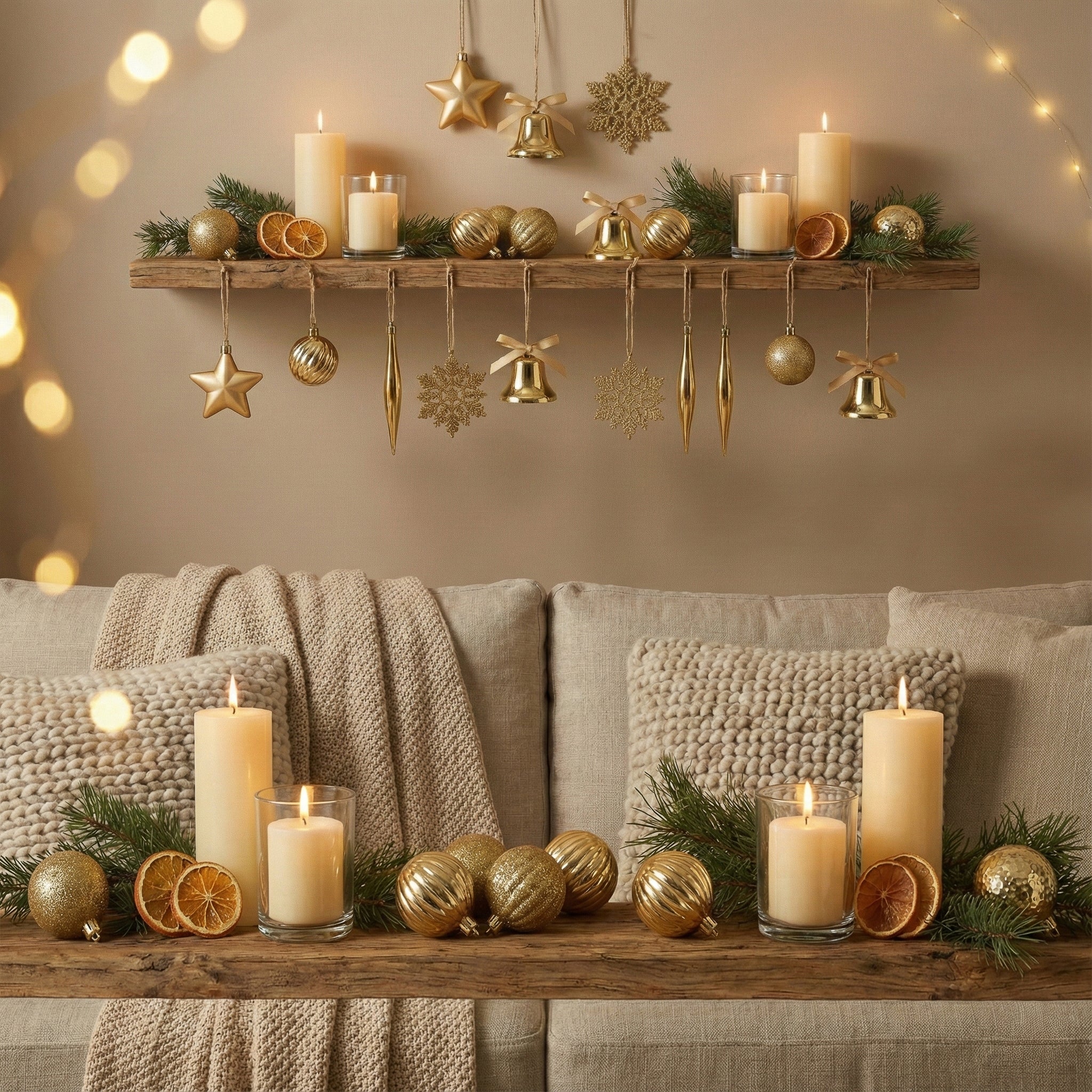 ⭐ Set de Bambalinas Navideñas Doradas – Edición Elegance