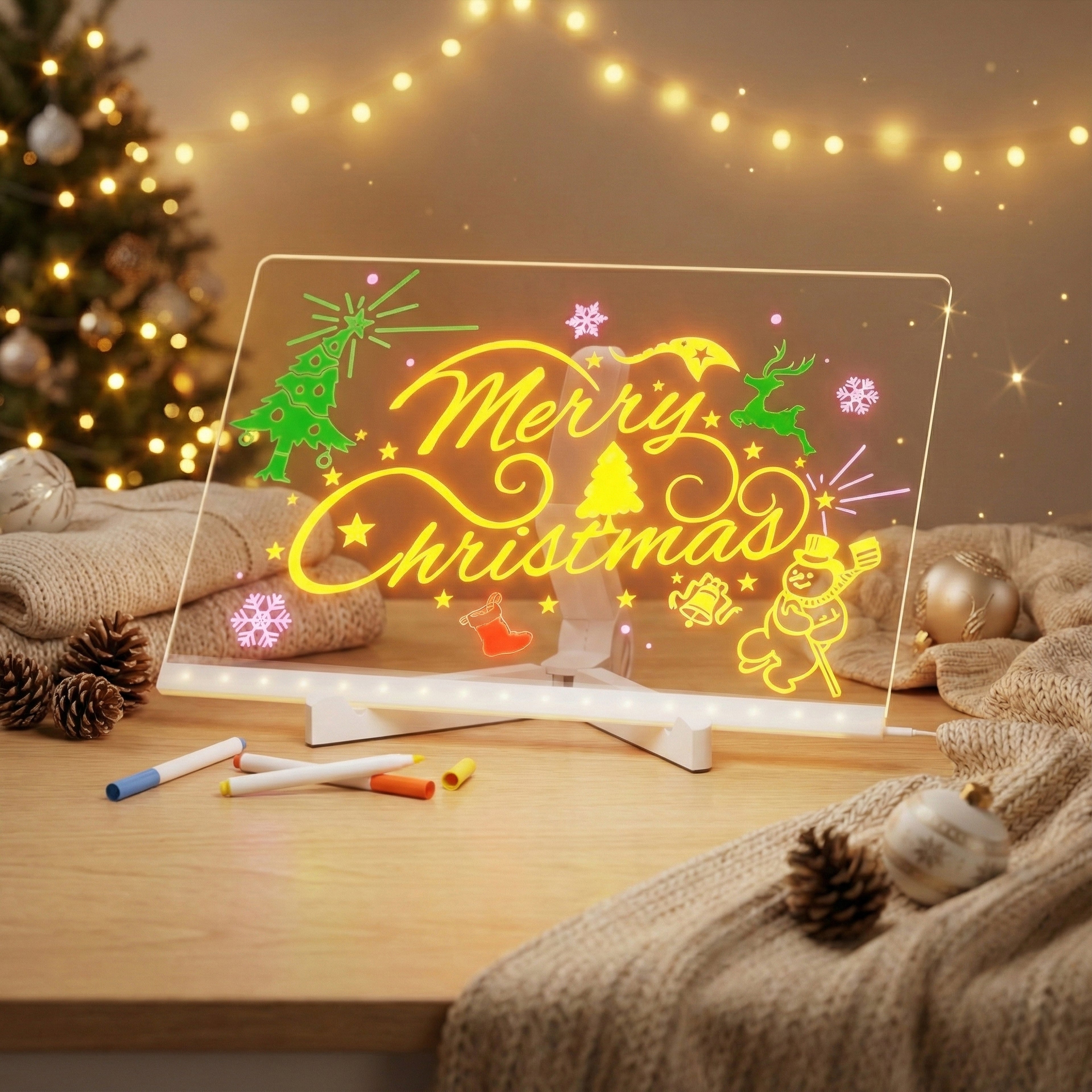 ✨ Pizarrón Luminoso Creativo – La Magia Navideña Que Inspira a Crear