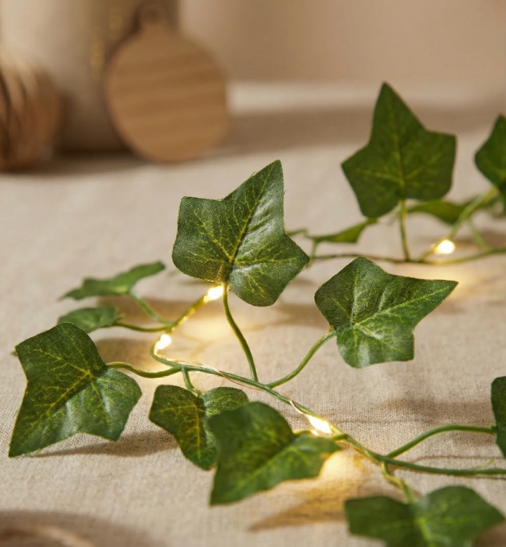 Guirnalda de Luces LED diseño de hojas verdes / a pila