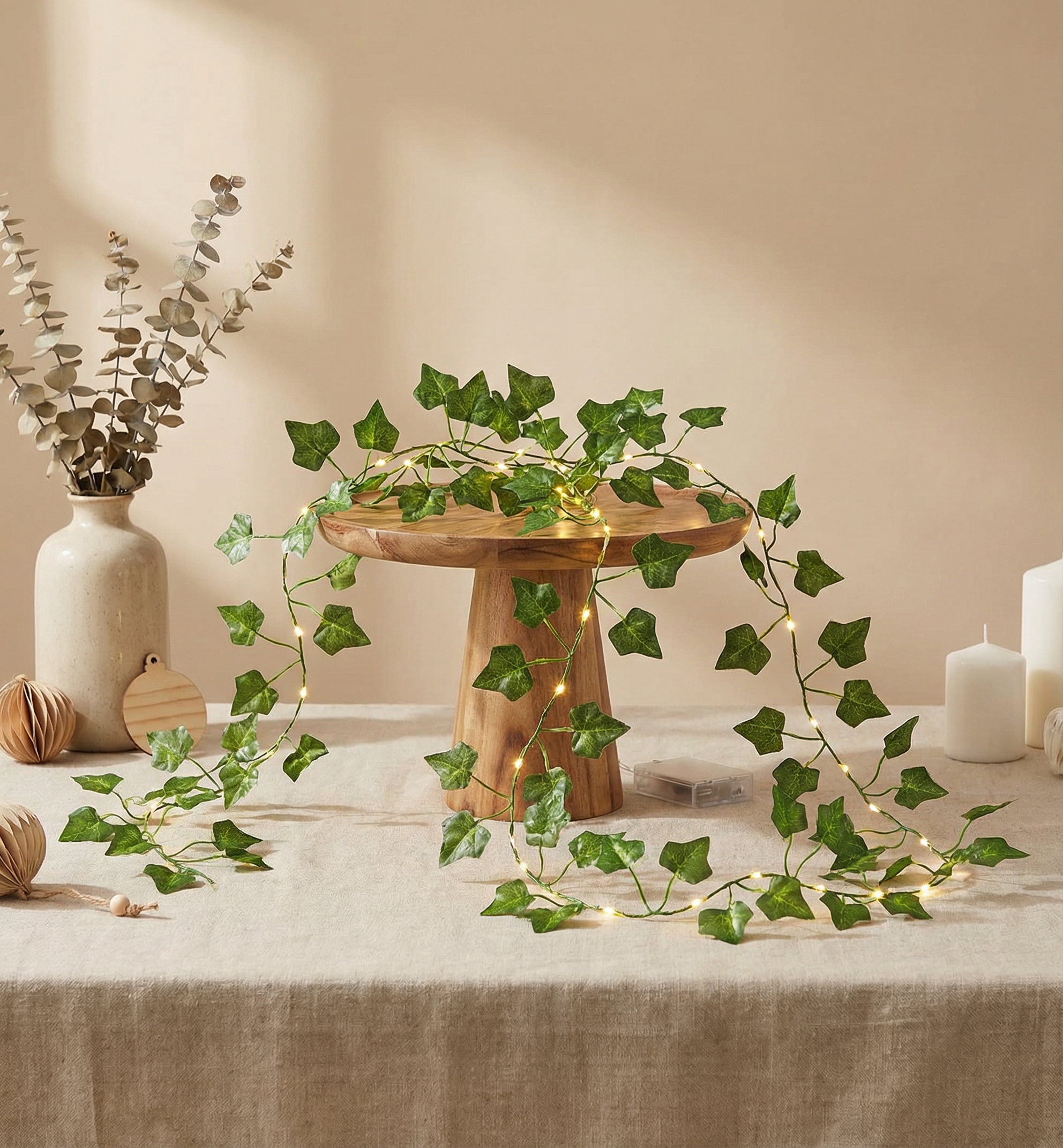 Guirnalda de Luces LED diseño de hojas verdes / a pila