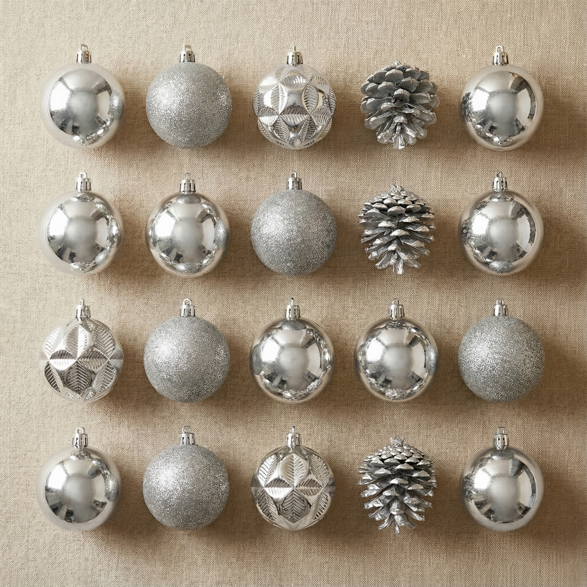 ⭐ Set de Bolas Navideñas Plateadas – Edición Premium