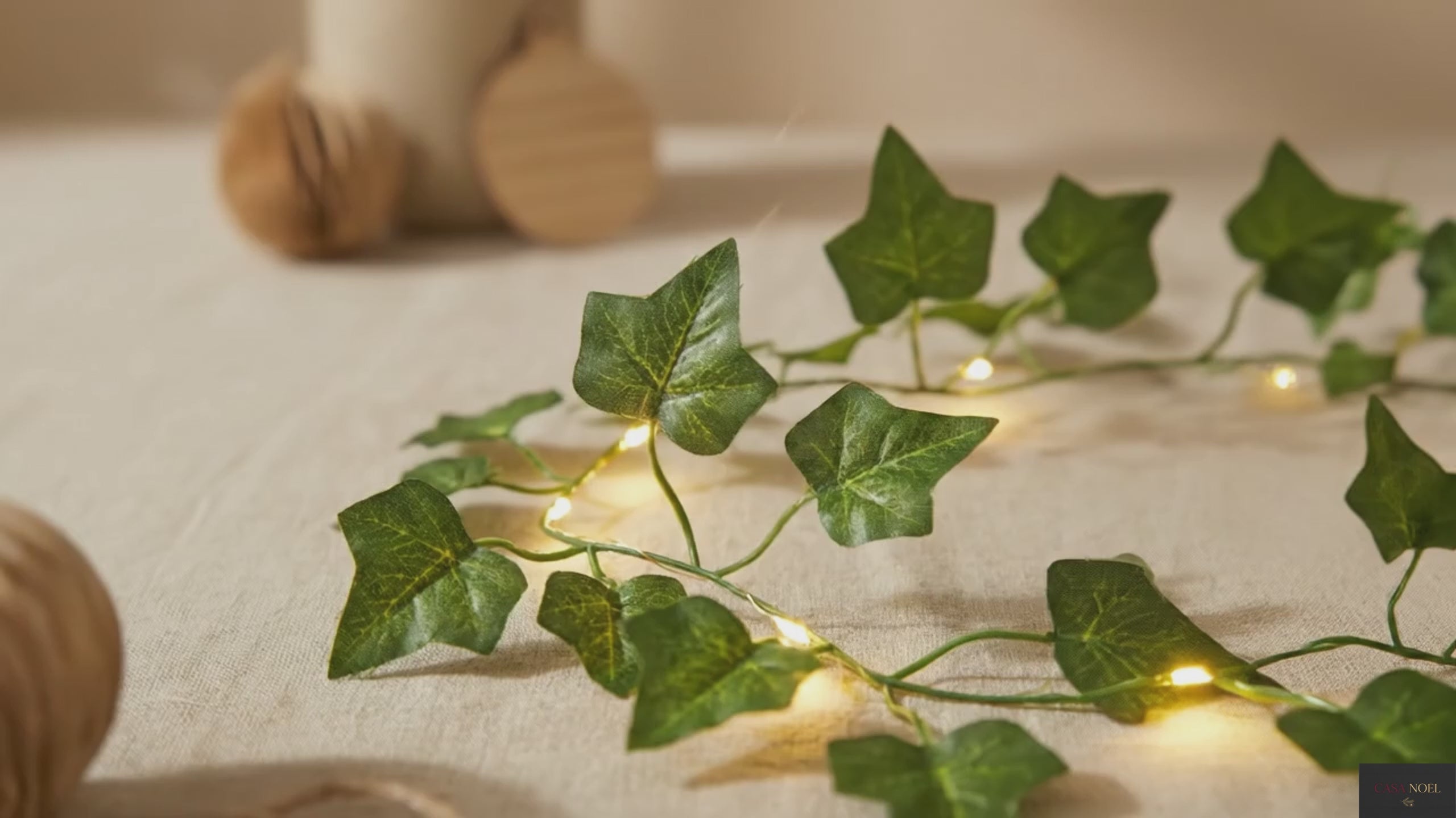 Guirnalda de Luces LED diseño de hojas verdes / a pila